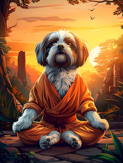 Foto grátis retrato de um animal meditando e praticando a atenção plena em estilo de arte digital