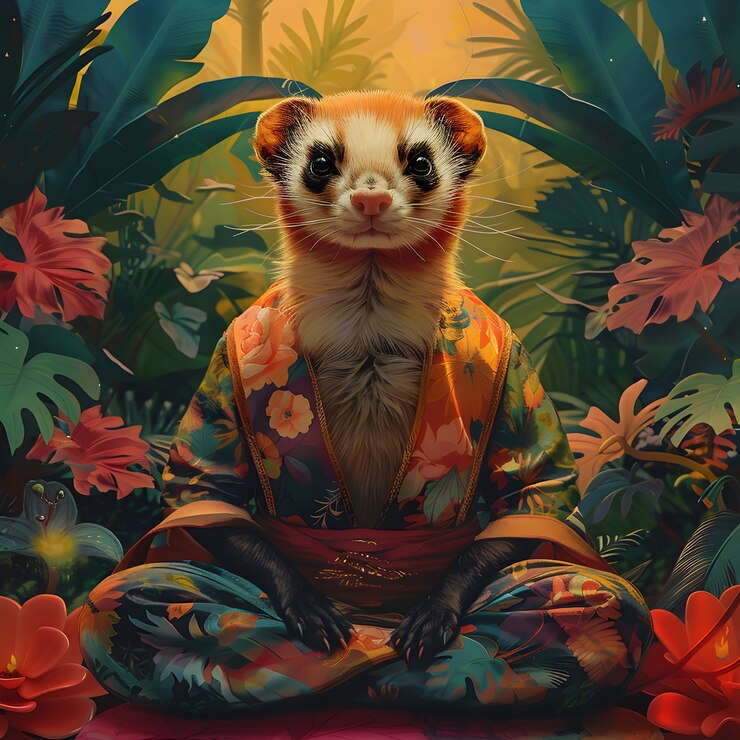 Foto grátis retrato de um animal meditando e praticando a atenção plena em estilo de arte digital