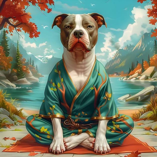 Retrato de um animal meditando e praticando a atenção plena em estilo de arte digital