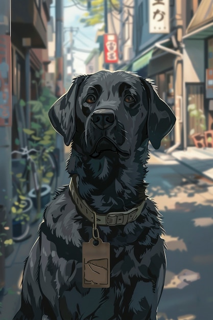 Foto grátis retrato de um cão bonito em estilo anime
