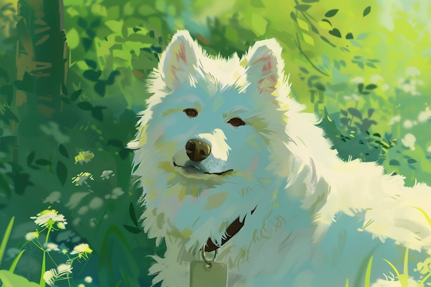 Foto grátis retrato de um cão bonito em estilo anime