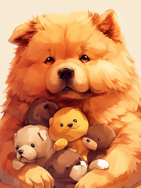 Foto grátis retrato de um cão de anime adorável