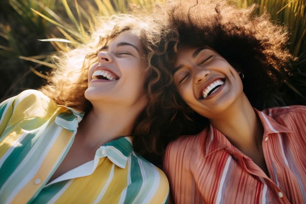 Foto grátis retrato de um casal de lésbicas apaixonadas mostrando afeto