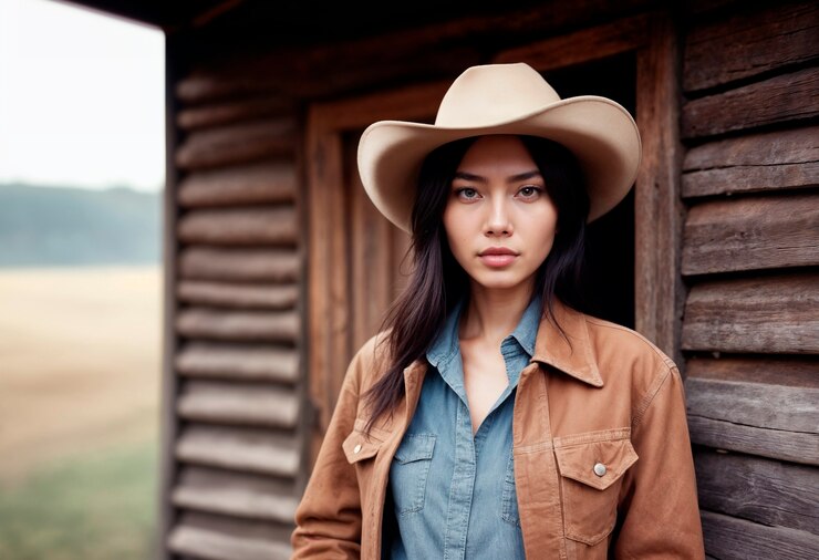 Foto grátis retrato de um cowboy com fundo desfocado