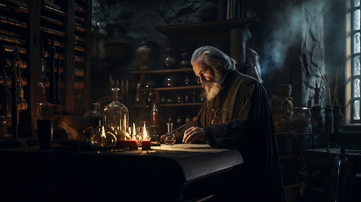 Foto grátis retrato de um escriba masculino durante a época medieval
