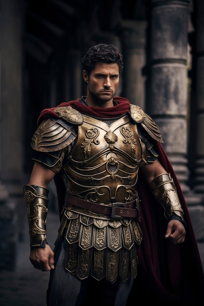 Retrato de um guerreiro da grécia antiga
