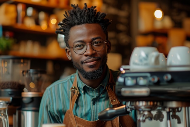 Foto grátis retrato de um homem a exercer a sua profissão para celebrar o dia internacional do trabalho