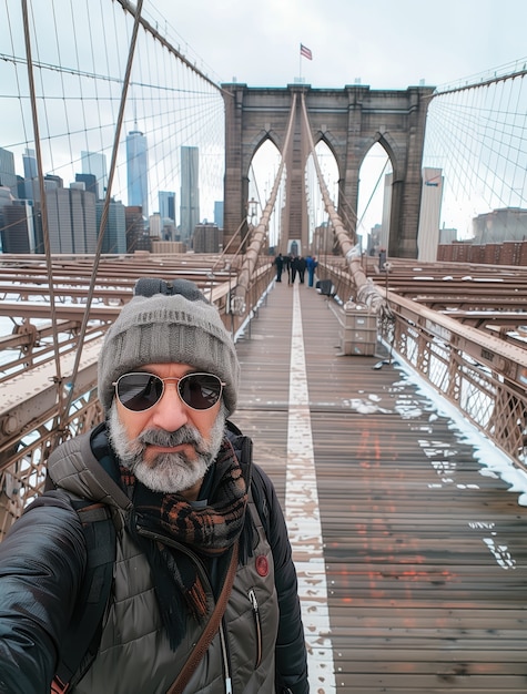 Foto grátis retrato de um homem durante férias visitando locais ao redor do mundo