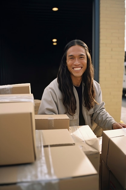 Retrato de um homem indígena em seu trabalho