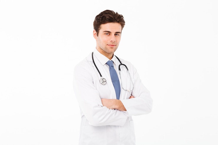 Foto grátis retrato de um homem jovem médico hansome