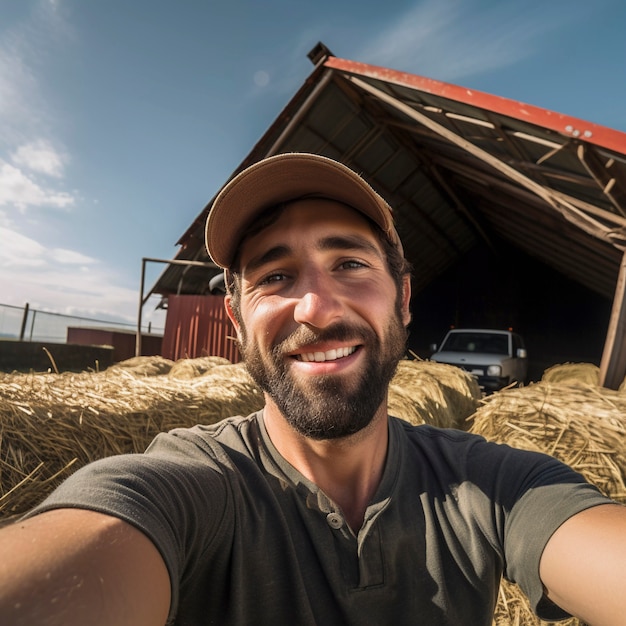 Foto grátis retrato de um homem milenar vivendo no campo depois de se mudar da cidade