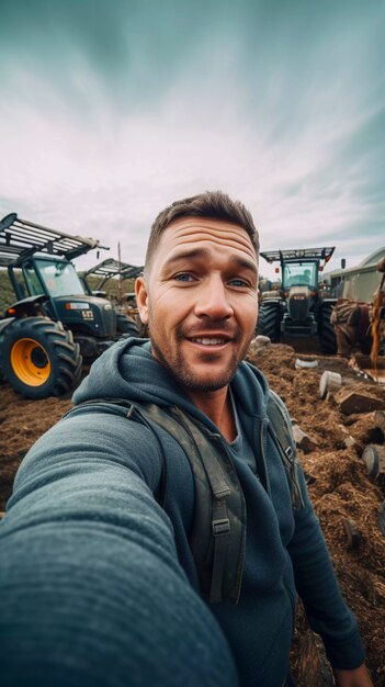 Retrato de um homem milenar vivendo no campo depois de se mudar da cidade