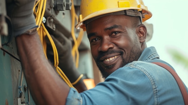 Retrato de um homem trabalhando como engenheiro