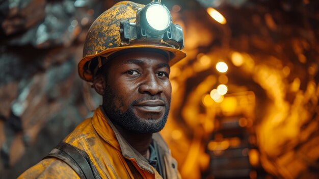Retrato de um homem trabalhando como mineiro