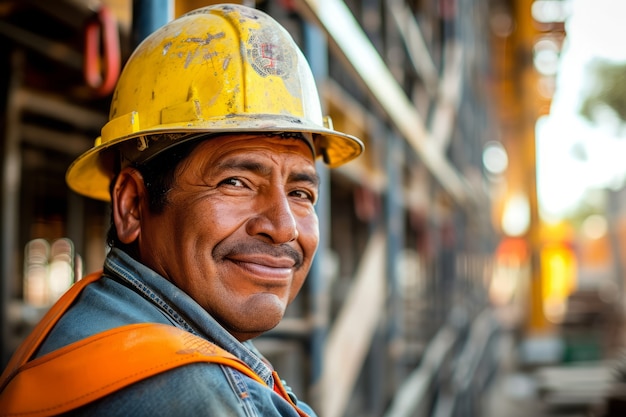 Foto grátis retrato de um homem trabalhando na construção