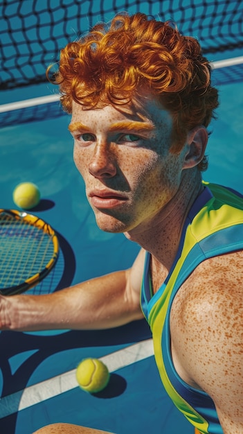 Foto grátis retrato de um jogador de tênis