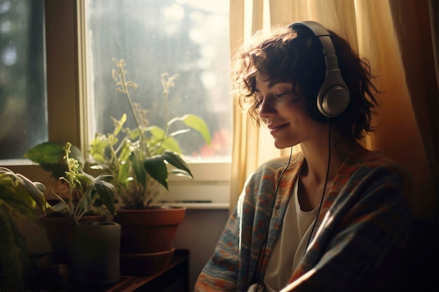 Foto grátis retrato de um jovem adulto a ouvir a transmissão de rádio