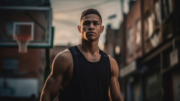 Retrato de um jovem jogador de basquete