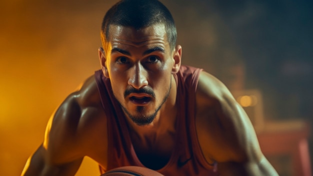 Foto grátis retrato de um jovem jogador de basquete