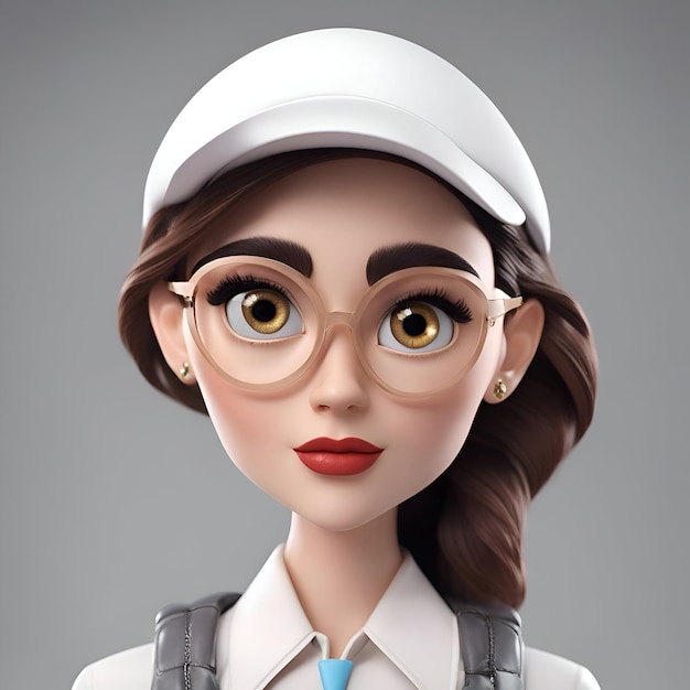 Foto grátis retrato de uma bela enfermeira com um boné branco e óculos