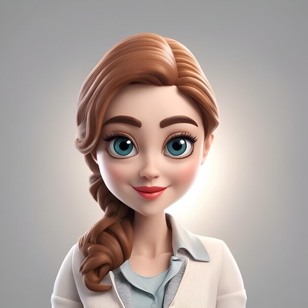 Retrato de uma bela jovem mulher de negócios renderização 3D