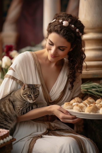 Foto grátis retrato de uma bela mulher da grécia antiga