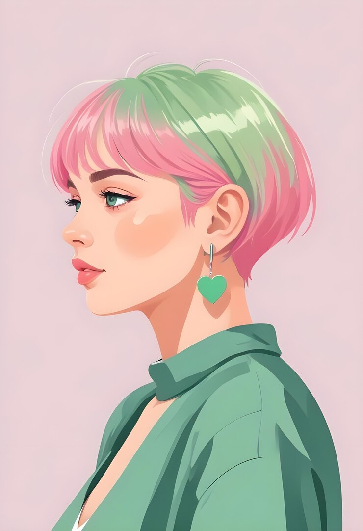 Retrato de uma bela mulher de desenho animado