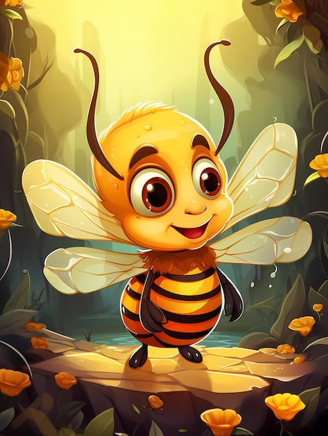 Foto grátis retrato de uma bonita abelha animada