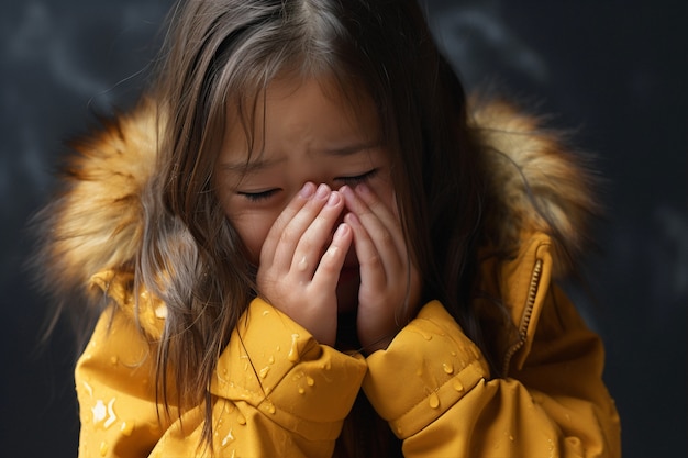 Foto grátis retrato de uma criança triste