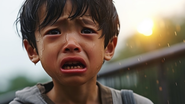 Foto grátis retrato de uma criança triste