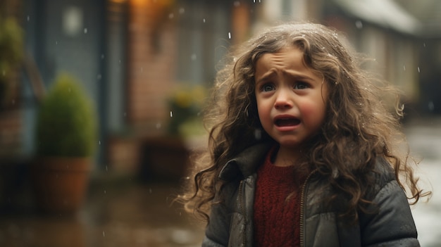 Foto grátis retrato de uma criança triste