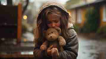 Foto grátis retrato de uma criança triste