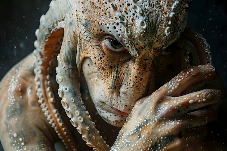 Foto grátis retrato de uma criatura masculina de fantasia do mar