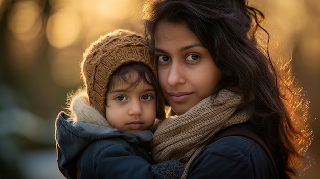 Foto grátis retrato de uma família não tradicional com mãe solteira