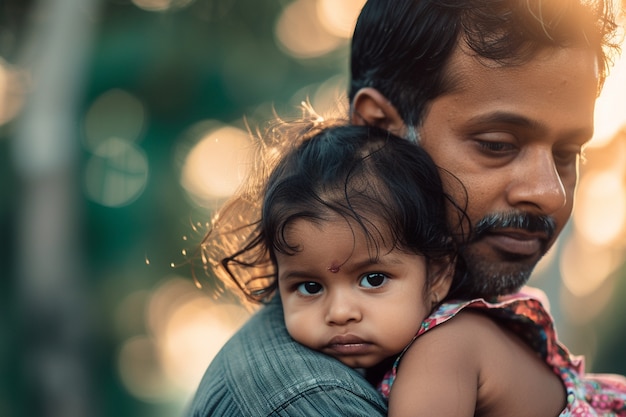 Foto grátis retrato de uma família não tradicional com pai solteiro