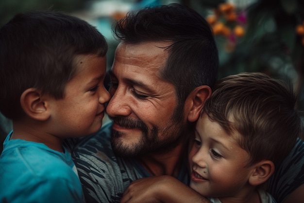 Foto grátis retrato de uma família não tradicional com pai solteiro