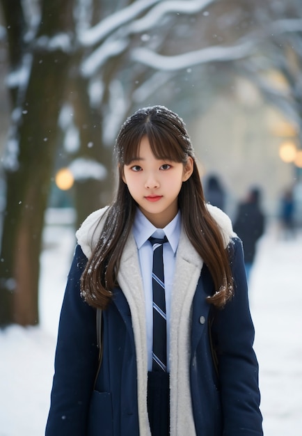 Retrato de uma jovem estudante na escola