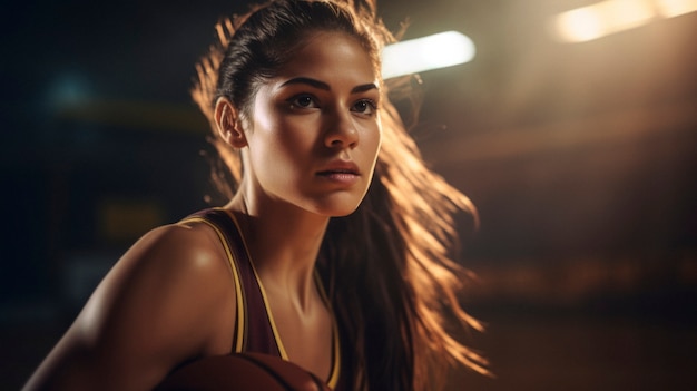 Retrato de uma jovem jogadora de basquete