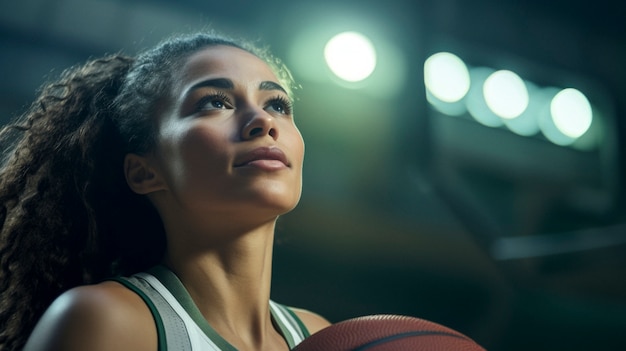 Foto grátis retrato de uma jovem jogadora de basquete