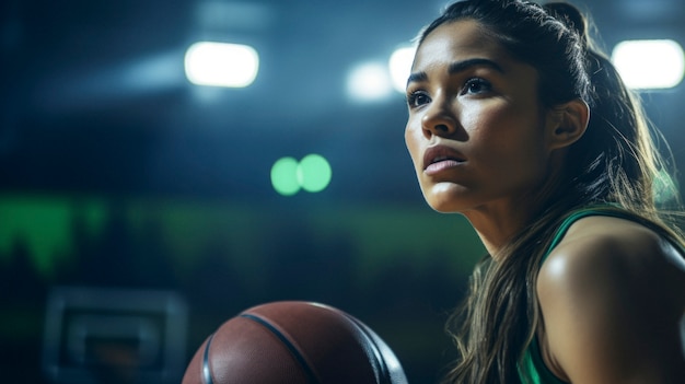 Foto grátis retrato de uma jovem jogadora de basquete