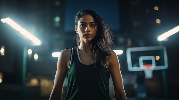 Retrato de uma jovem jogadora de basquete