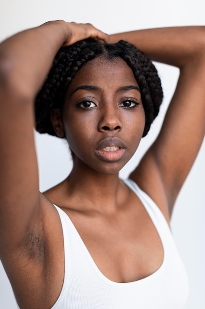 Retrato de uma linda mulher afro-americana