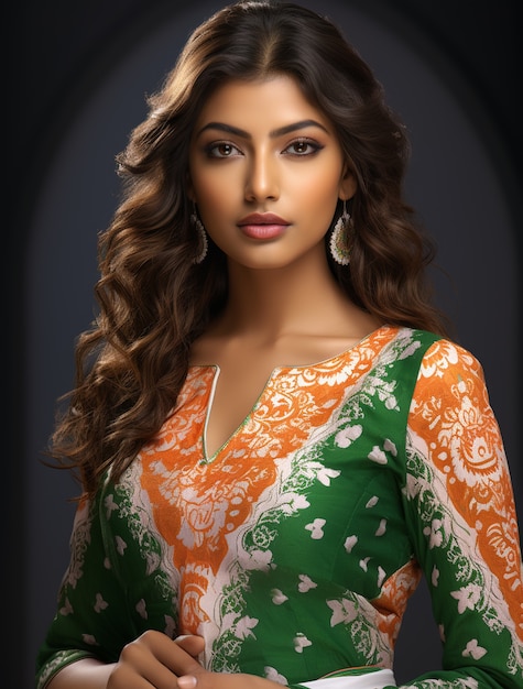 Retrato de uma linda mulher indiana