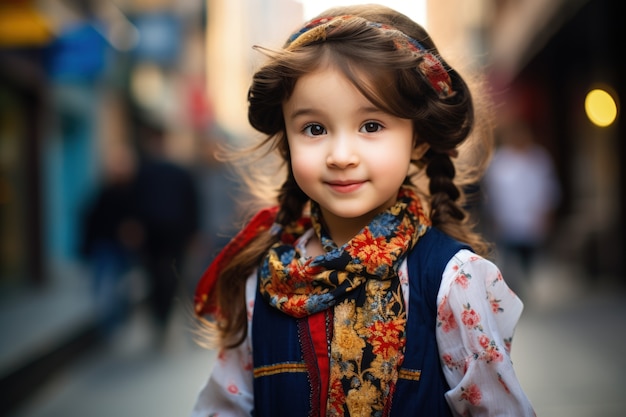 Foto grátis retrato de uma menina com roupas tradicionais asiáticas