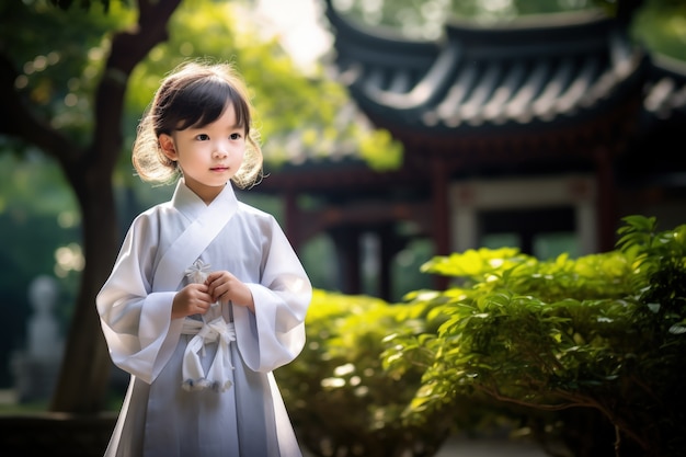 Foto grátis retrato de uma menina com roupas tradicionais