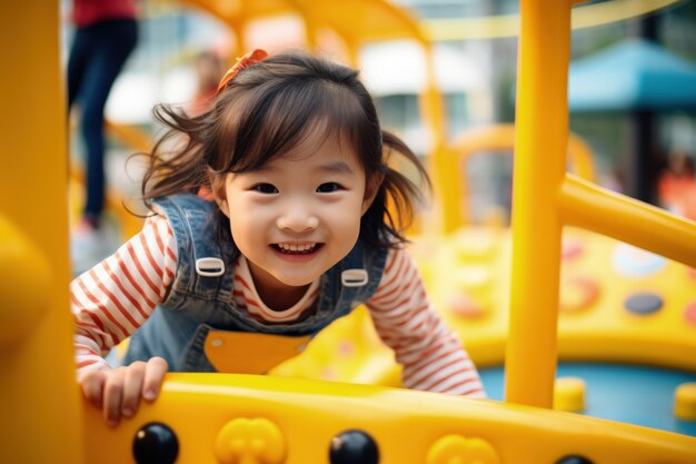 Retrato de uma menina no parque infantil