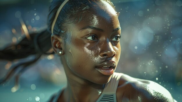 Retrato de uma mulher competindo no campeonato dos Jogos Olímpicos