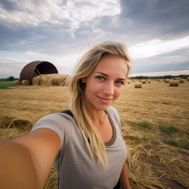 Foto grátis retrato de uma mulher milenar que vive no campo depois de se mudar da cidade