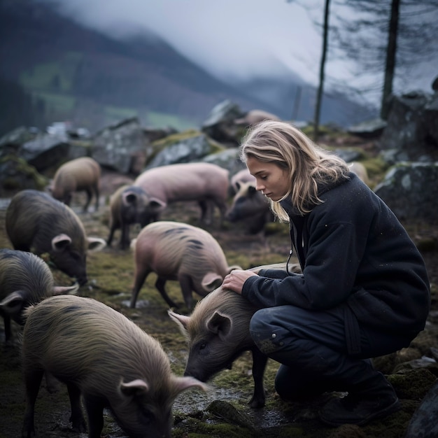 Foto grátis retrato de uma mulher milenar vivendo no campo depois de se mudar da cidade