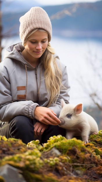 Foto grátis retrato de uma mulher milenar vivendo no campo depois de se mudar da cidade